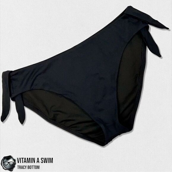 VITAMIN A SWIM TRACY FULL COVERAGE BIKINI BOTTOM IN BLACK ECOLUX SIZE XL NEW NWT - Picture 1 of 12